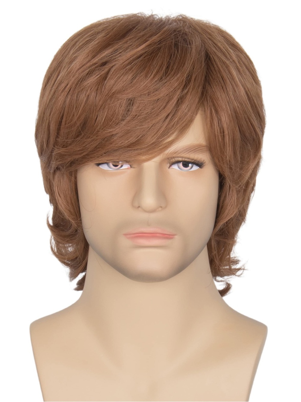 Miss U Hair Shaggy Brown Wig 60s 70s Men Short Wavy Rocker Costume Wig